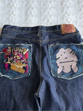 Vintage Red Monkey Company RMC Jeans Mens 38x28 (Tag 40) Indigo Embroidered Y2K